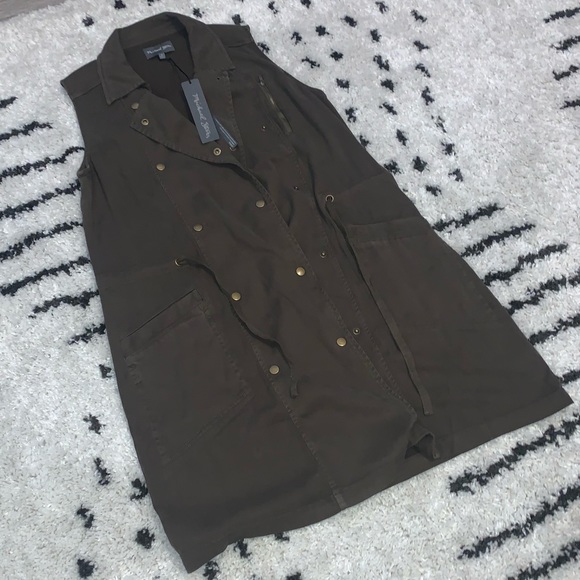 ๐ Michael Stars Double Breasted Trench Vests SIZE Medium - Picture 10 of 12